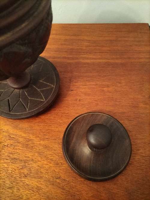 Carved Wooden Tobacco Jar