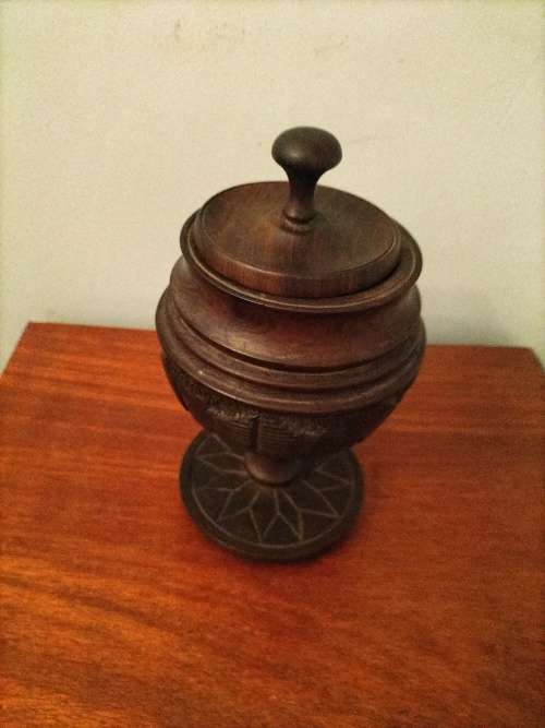 Carved Wooden Tobacco Jar