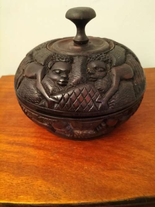 Carved Wooden Box with Lid