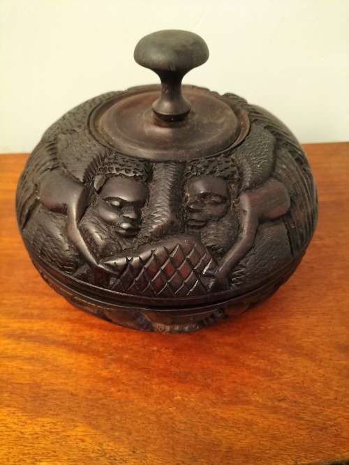 Carved Wooden Box with Lid