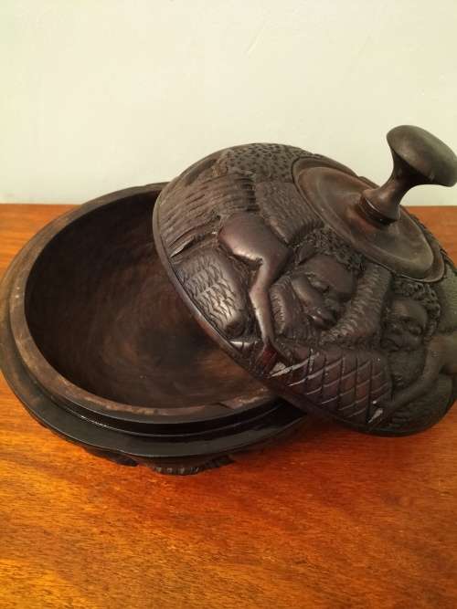 Carved Wooden Box with Lid