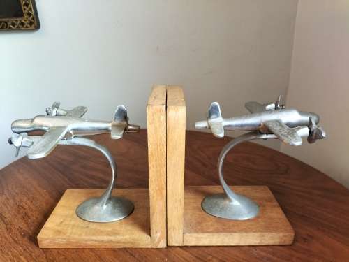 Set of Pewter Airplane Bookends