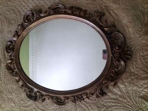 Ornate Gold Tone Oval Mirror