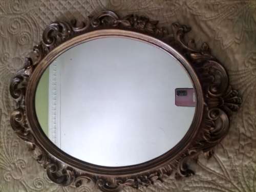 Ornate Gold Tone Oval Mirror