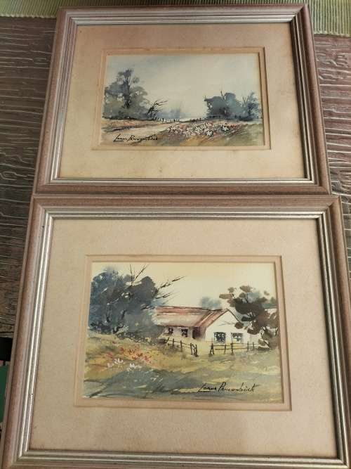 Pair of Watercolour Paintings framed by KZN Artist Lorna Panzenbock