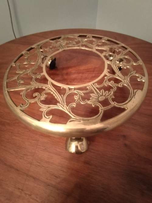 Vintage Brass Rolling Plant Stand  with Brass Castors