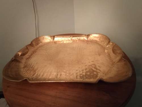 Large Brass Beaten Tray oblong Shape