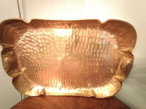 Large Brass Beaten Tray oblong Shape