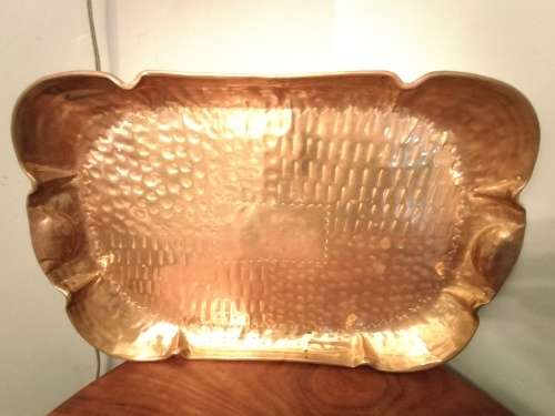 Large Brass Beaten Tray oblong Shape