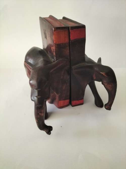 Wooden Elephant Bookends