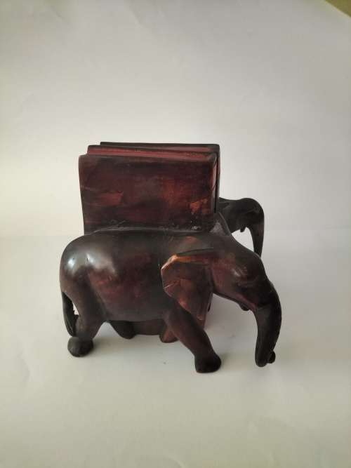 Wooden Elephant Bookends