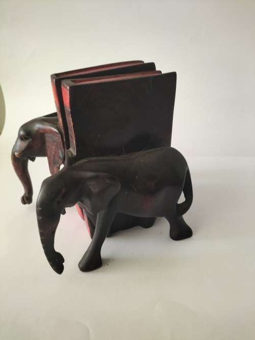 Wooden Elephant Bookends