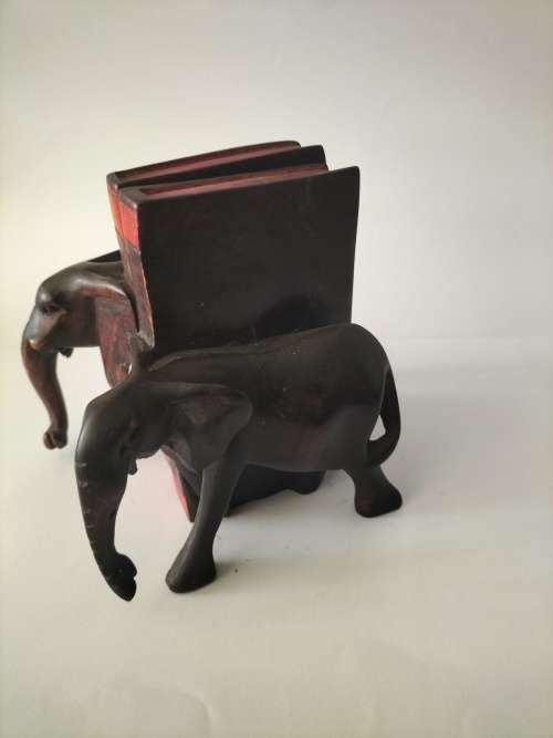 Wooden Elephant Bookends