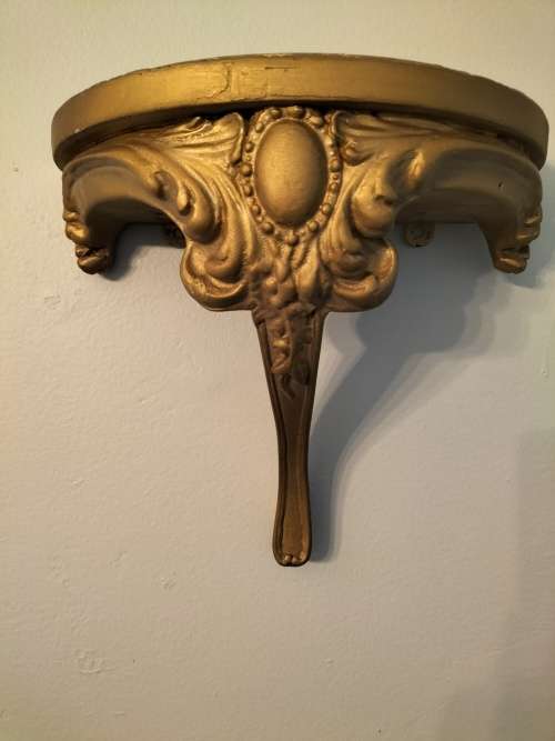 Gold Tone Wooden Corbel/ Shelf
