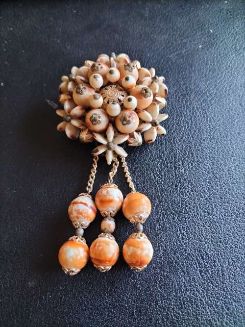 Vintage Beaded Hanging Brooch