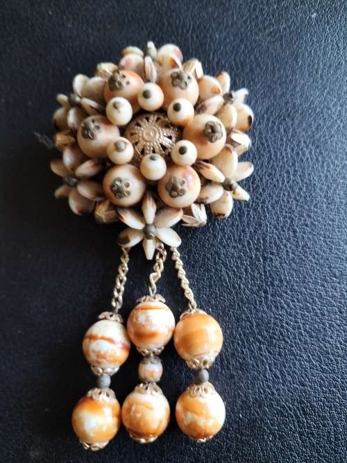 Vintage Beaded Hanging Brooch