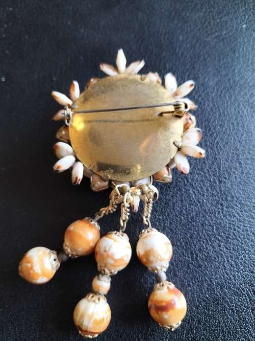 Vintage Beaded Hanging Brooch