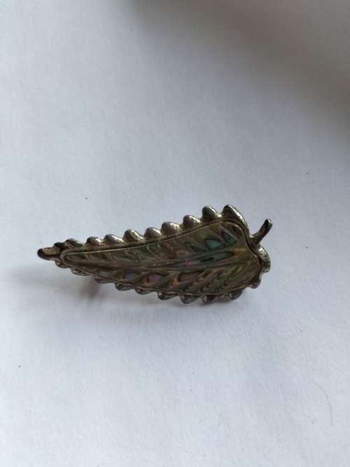 Sterling Silver Abalone Leaf Brooch