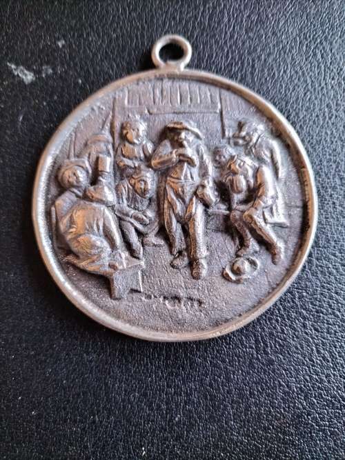 Dutch Silver Pendant with Tavern Scene