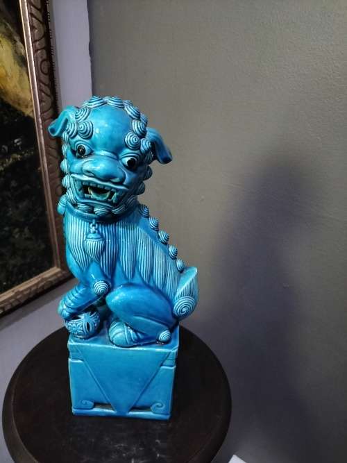 Large Vintage Turquoise Foo Dog