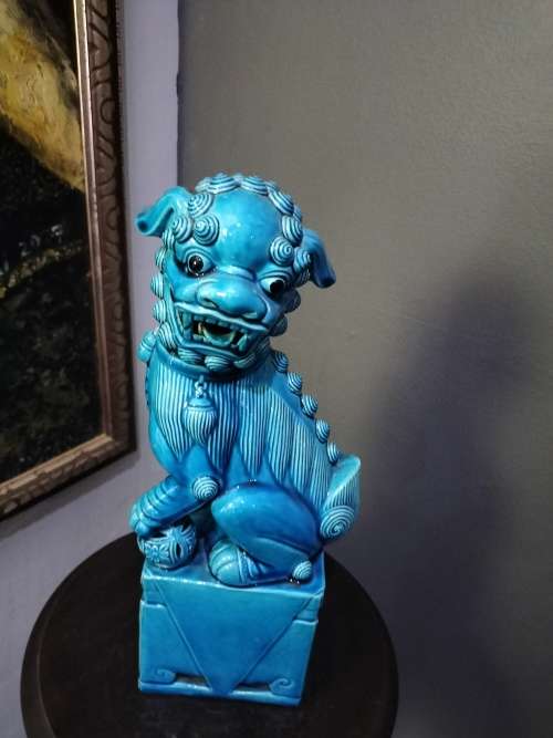 Large Vintage Turquoise Foo Dog