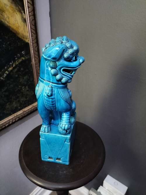 Large Vintage Turquoise Foo Dog