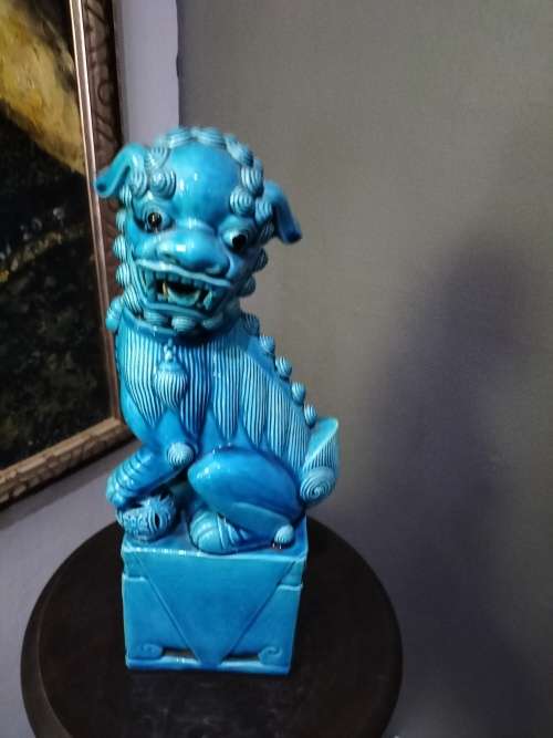 Large Vintage Turquoise Foo Dog