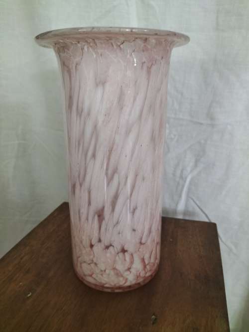 Pink & White Swirl Design Art Glass Vase