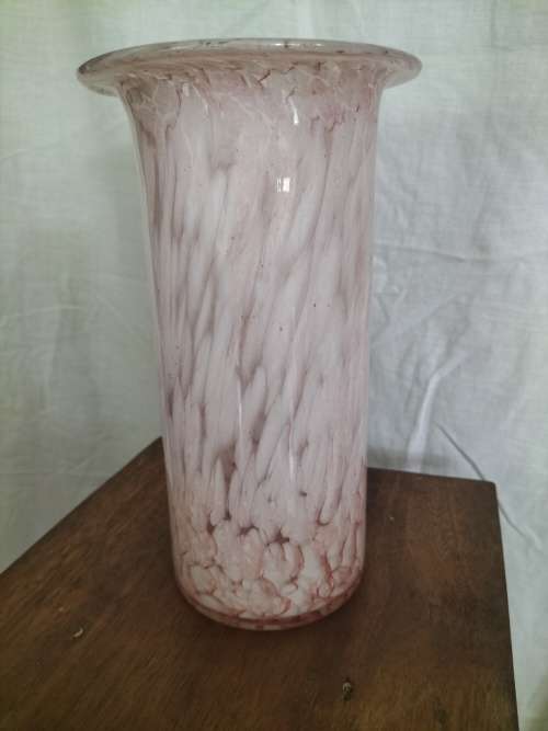 Pink & White Swirl Design Art Glass Vase