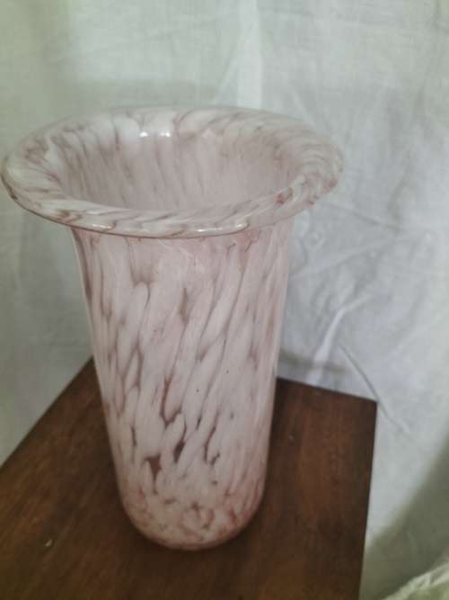 Pink & White Swirl Design Art Glass Vase