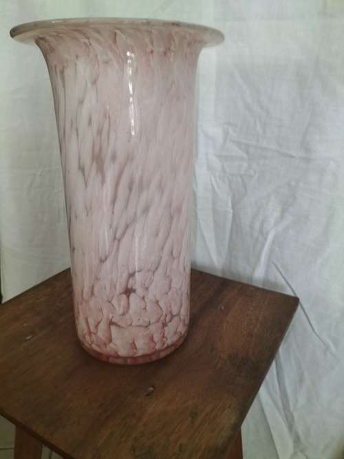 Pink & White Swirl Design Art Glass Vase