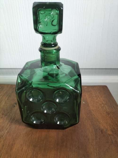 Italian Empoli Green  Dice Glass Bottle