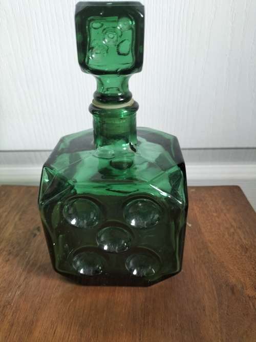 Italian Empoli Green  Dice Glass Bottle