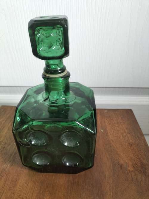 Italian Empoli Green  Dice Glass Bottle