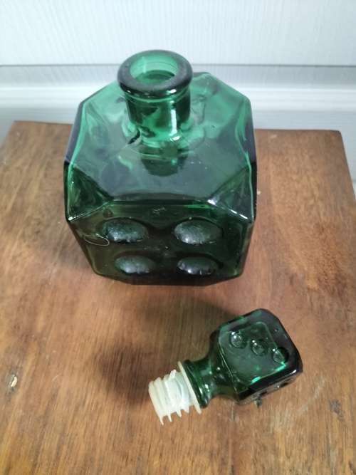 Italian Empoli Green  Dice Glass Bottle