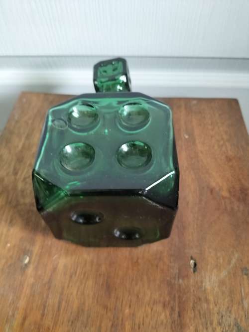 Italian Empoli Green  Dice Glass Bottle