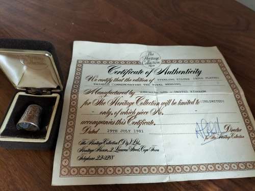 Sterling silver Thimble Commemorating The Royal Wedding of Charles and Diana