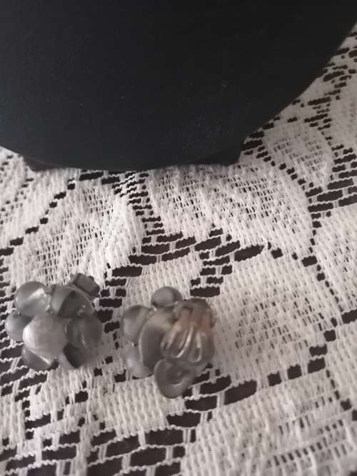 Vintage 3 Strand Grey Necklace with matching Earrings