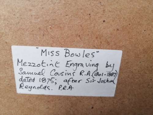 Mezzotint lithograph Miss Bowls