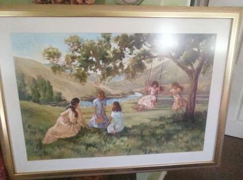 Large Painting of Children in a Meadow