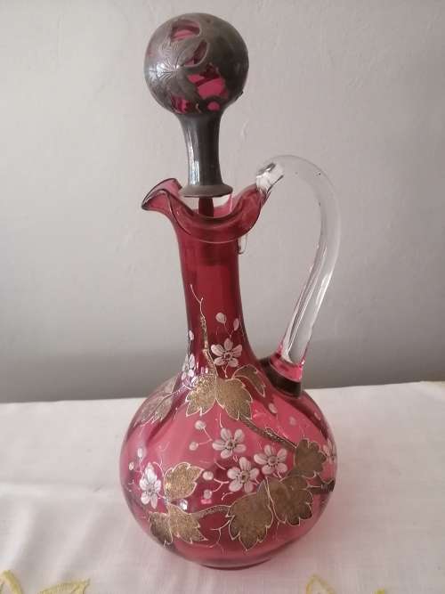VTG Moser Cranberry Claret Jug with Stopper