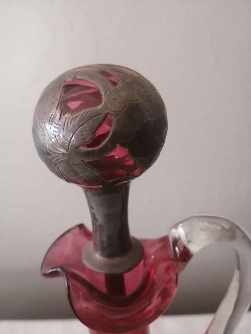 VTG Moser Cranberry Claret Jug with Stopper