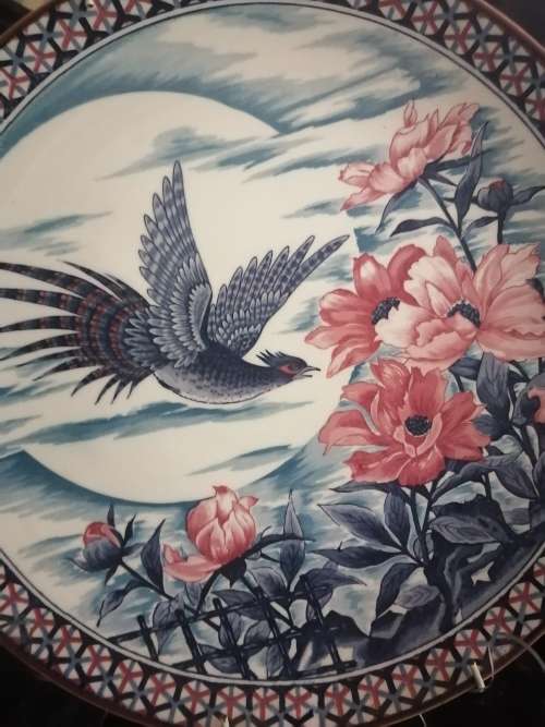 Large Imari Charger decorated with Peasant Bird & Blossoms