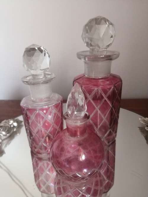 Set of 3 Cranberry Perfume Bottles