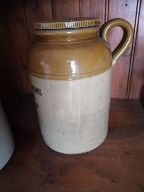 Bhoola and sons Victoria St Durban Vintage Pickling Jar/ Crock Stoneware
