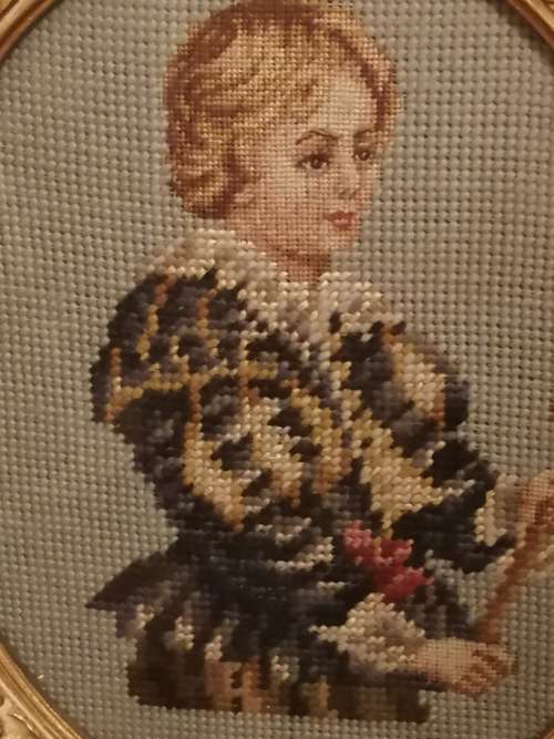 OVAL NEEDLEPOINT TAPESTRY