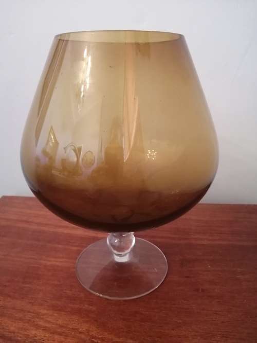 Venetian stem vase in Amber with Gold tones