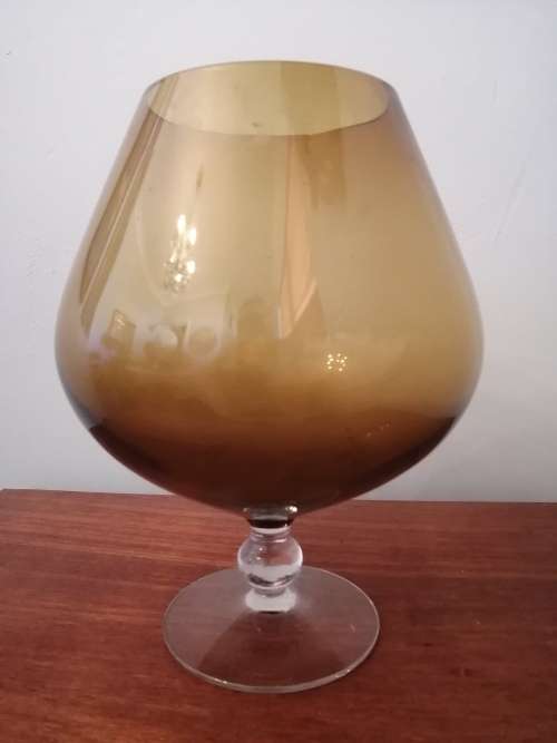 Venetian stem vase in Amber with Gold tones
