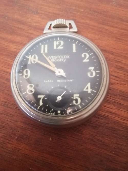 Vintage Westclox Scott Shock Resistant Mechanical Wind up Pocket Watch (working)