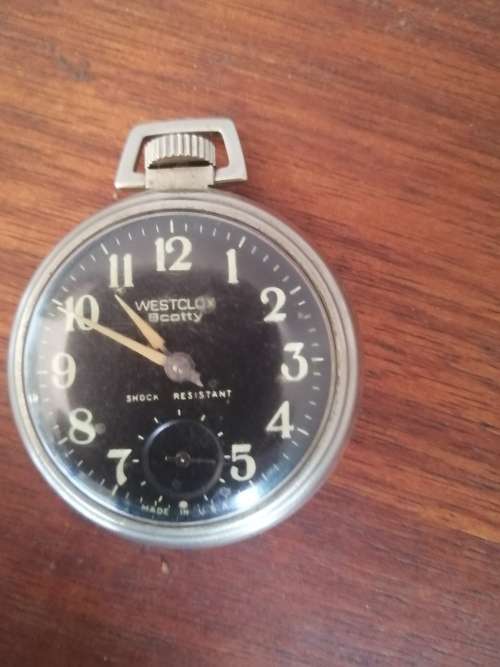 Vintage Westclox Scott Shock Resistant Mechanical Wind up Pocket Watch (working)